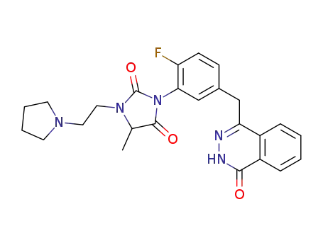 3-(2-fluoro-5-((4-oxo-3,4-dihydrophthalazin-1-yl)methyl)phenyl)-5-methyl-1-(2-(pyrrolidin-1-yl)ethyl)imidazolidine-2,4-dione
