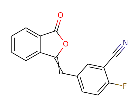 Molecular Structure of 763114-25-6 (2-Fluoro-5-[(3-oxo-1(3H)-isobenzofuranylidene)methyl]-benzonitrile)