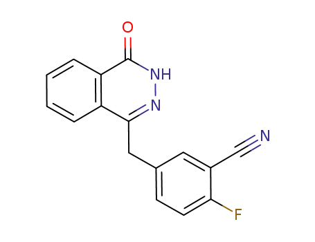 Molecular Structure of 1021298-68-9 (2-Fluoro-5-((4-oxo-3,4-dihydrophthalazin-1-yl)Methyl)benzonitrile)