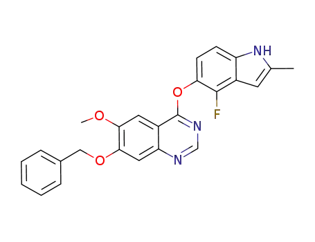 Molecular Structure of 574745-75-8 (7-(BENZYLOXY)-4-(4-FLUORO-2-METHYL-1H-INDOL-5-YLOXY)-6-METHOXYQUINAZOLINE)