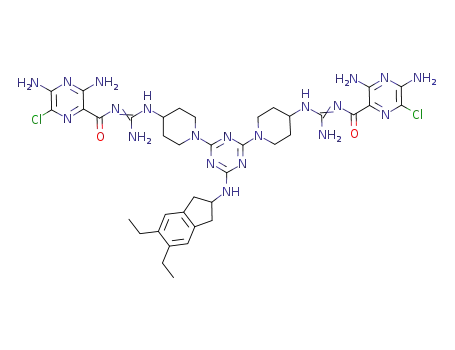 N,N'-(1,1'-(6-(5,6-diethyl-2,3-dihydro-1H-inden-2-ylamino)-1,3,5-triazine-2,4-diyl)bis(piperidine-4,1-diyl))bis(azanediyl)bis(aminomethan-1-yl-1-ylidene)bis(3,5-diamino-6-chloropyrazine-2-carboxamide)