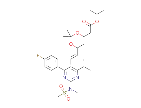 (E)-tert-Butyl 2-(6-(2-(4-(4-fluorophenyl)-6-isopropyl-2-(N-methylmethylsulfon-amdo)pyrimidin-5-y