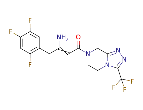 Molecular Structure of 847445-81-2 (1,2,4-Triazolo[4,3-a]pyrazine, 7-[3-amino-1-oxo-4-(2,4,5-trifluorophenyl)-2-butenyl]-5,6,7,8-tetrahydro- 3-(trifluoromethyl)-)