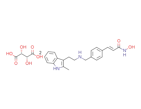 N-hydroxy-3-[4-[[[2-(2-methyl-1H-indol-3-yl)ethyl]amino]methyl]phenyl]-2E-2-propenamide hemi-L-tartarate