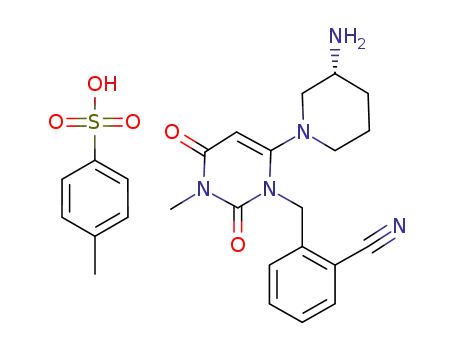 2-{6-[3(R)-amino-piperidin-1-yl]-3-methyl-2,4-dioxo-3,4-dihydro-2H-pyrimidin-1-ylmethyl}-benzonitrile p-toluenesulfonate