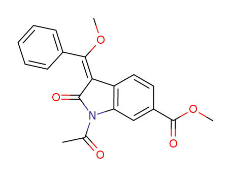 Molecular Structure of 1168152-07-5 ((E)-Methyl 1-acetyl-3-(Methoxy(phenyl)Methylene)-2-oxoindoline-6-carboxylate)