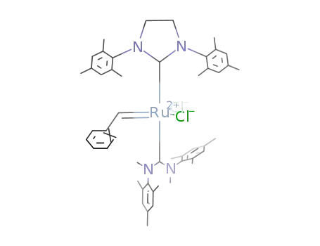 (N,N'-dimesityl-N,N'-dimethylformamidin-2-ylidene)(1,3-dimesitylimidazolin-2-ylidene)Cl2Ru=CHPh