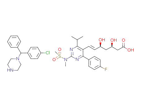 (E)-7-{4-(4-fluorophenyl)-6-isopropyl-2-[methyl(methylsulfonyl)amino]-pyrimidin-5-yl}-(3R,5S)-3,5-dihydroxy-hept-6-enoic acid 1-[(4-chlorophenyl)-phenyl-methyl]piperazinium salt