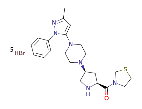 3-{(2S,4S)-4-[4-(3-methyl-1-phenyl-1H-pyrazol-5-yl)piperazin-1-yl]pyrrolidin-2-yl-carbonyl}thiazolidine hemipentahydrobromide