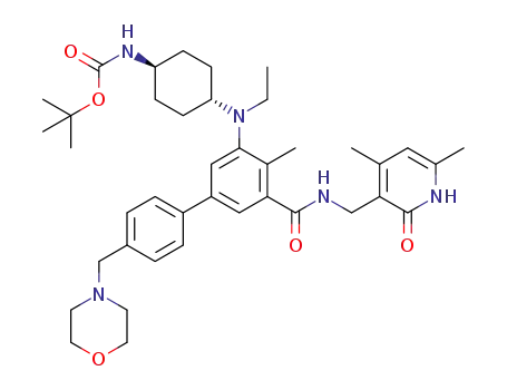 tert-butyl ((1R,4R)-4-((5-(((4,6-dimethyl-2-oxo-1,2-dihydropyridin-3-yl)-methyl)-carbamoyl)-4-methyl-4'-(morpholinomethyl)-[1,1'-biphenyl]-3-yl)-(ethyl)-amino)-cyclohexyl)-carbamate