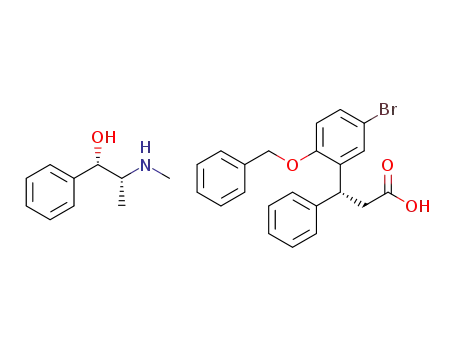 R-(-)-3-(2-benzyloxy-5-bromophenyl)-3-phenylpropionic acid (1S,2R)-ephedrine salt