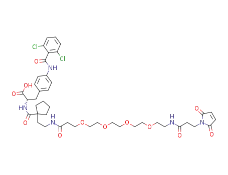 (S)-3-[4-(2,6-dichlorobenzoylamino)phenyl]-2-[[1-[2-[3-[2-[2-[2-[2-[3-(2,5-dioxo-2,5-dihydropyrrol-1-yl)propionylamino]ethoxy]ethoxy]ethoxy]ethoxy]propionylaminol]ethyl]cyclopentanecarbonyl]amino]propionic acid