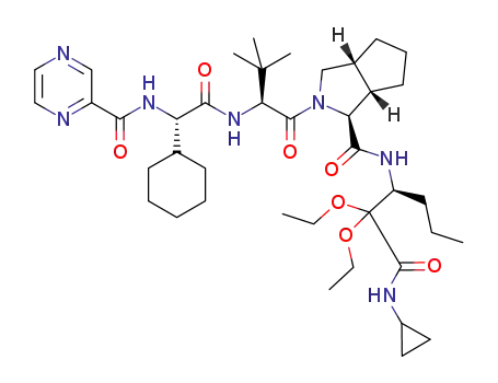 (1S,3aR,6aS)-2-((S)-2-((S)-2-cyclohexyl-2-(pyrazine-2-carboxamido)acetamido)-3,3-dimethylbutanoyl)-N-((S)-1-(cyclopropylamino)-1-oxo-2,2-diethoxyhexan-3-yl)octahydrocyclopenta[c]pyrrole-1-carboxamide
