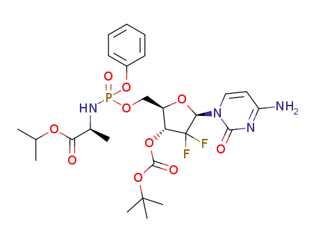 2′-deoxy-2′,2′-difluoro-3′-O-(tert-butoxycarbonyloxy)-D-cytidine-5′-O-[phenyl(isopropoxy-L-alaninyl)]phosphate