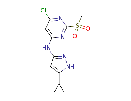 6-chloro-N-(5-cyclopropyl-1H-pyrazol-3-yl)-2-(methylsulfonyl)pyrimidin-4-amine