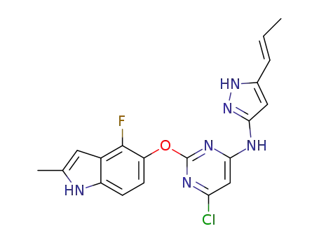 (E)-6-chloro-2-((4-fluoro-2-methyl-1H-indol-5-yl)oxy)-N-(5-(prop-1-en-1-yl)-1H-pyrazol-3-yl)pyrimidin-4-amine