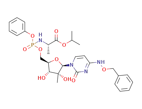 (2S)-isopropyl 2-(((((2R,3R,4R,5R)-5-(4-((benzyloxy)amino)-2-oxopyrimidin-1(2H)-yl)-3,4-dihydroxy-4-methyltetrahydrofuran-2-yl)methoxy)(phenoxy)phosphoryl)amino)propanoate