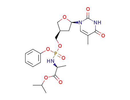 1'-(thymin-1-yl)-2',3'-dideoxy-β-D-apio-D-furanose [phenyl-(isopropoxy-L-alaninyl)]phosphate