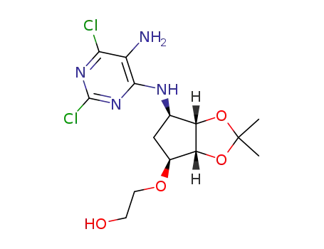 2-(((3aR,4S,6R,6aS)-6-((5-amino-2,6-dichloropyrimidin-4-yl)amino)-2,2-dimethyltetrahydro-3aH-cyclopenta[d][1,3]dioxol-4-yl)oxy)ethanol