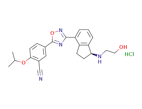 5-{3-[(1S)-1-[(2-hydroxyethyl)amino]-2,3-dihydro-1H-inden-4-yl]-1,2,4-oxadiazol-5-yl}-2-(propan-2-yloxy)benzonitrile hydrochloride