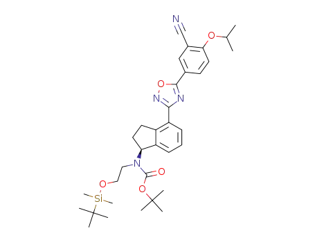 tert-butyl(1S)-4-[5-[3-cyano-4-(propan-2-yloxy)phenyl]-1,2,4-oxadiazol-3-yl]-2,3-dihydro-1H-inden-1-yl-N-[2-[(tert-butyldimethylsilyl)oxy]ethyl]carbamate