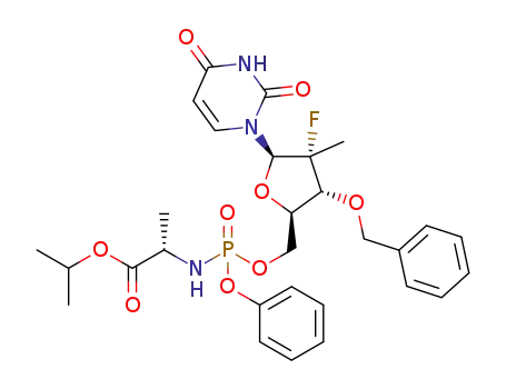 (2S)-isopropyl 2-{[({(2R,3R,4R,5R)-3-(benzyloxy)-5-[2,4-dioxo-3,4-dihydropyrimidin-1(2H)-yl]-4-fluoro-4-methyltetrahydrofuran-2-yl}methoxy)(phenoxy)phosphoryl]amino}propanoate