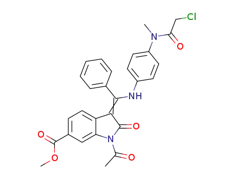 methyl 1-acetyl-3-(((4-(2-chloro-N-methylacetamido)phenyl)amino)(phenyl)methylene)-2-oxoindoline-6-carboxylate