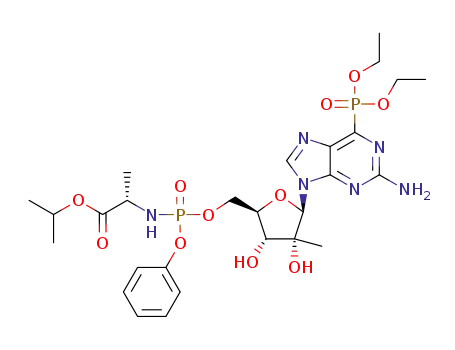 isopropyl ((((2R,3R,4R,5R)-5-(2-amino-6-(diethoxyphosphoryl)-9H-purin-9-yl)-3,4-dihydroxy-4-methyltetrahydrofuran-2-yl)methoxy)(phenoxy)phosphoryl)-L-alaninate