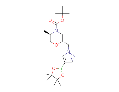 tert-butyl (2R,5R)-5-methyl-2-((4-(4,4,5,5-tetramethyl-1,3,2-dioxaborolan-2-yl)-1H-pyrazol-1-yl)methyl)morpholine-4-carboxylate