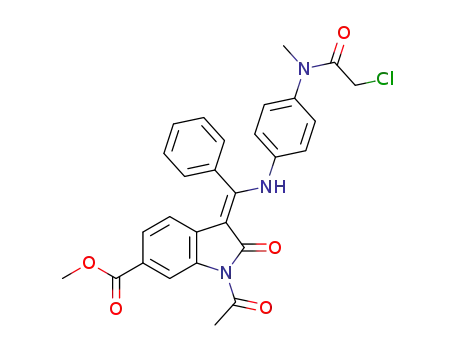 methyl-1-acetyl-3-((4-(2-chloro-N-ethylacetamido)phenyl)amino(phenyl)methylene)-2-oxoindoline-6-carboxylate
