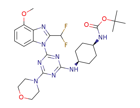 tert-butyl cis-4-{[4-[2-(difluoromethyl)-4-methoxy-1H-benzimidazol-1-yl]-6-(4-morpholinyl)-1,3,5-triazin-2-yl]amino}cyclohexylcarbamate