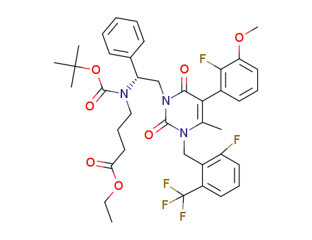 ethyl (R)-4-((tert-butoxycarbonyl)(2-(5-(2-fluoro-3-methoxyphenyl)-3-(2-fluoro-6-(trifluoromethyl)benzyl)-4-methyl-2,6-dioxo-3,6-dihydropyrimidin-1-(2H)-yl)-1-phenylethyl)amino)butyrate