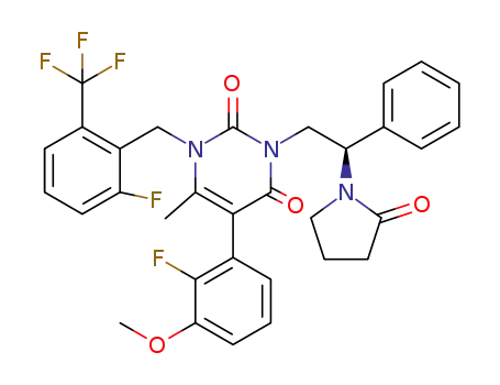 (R)-5-(2-fluoro-3-methoxyphenyl)-1-[2-fluoro-6-(trifluoromethyl)benzyl]-6-methyl-3-[2-(2-oxopyrrolidin-1-yl)-2-phenylethyl]-1,2,3,4-tetrahydropyrimidine-2,4-dione