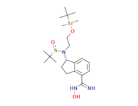 (1S)-1-({2-[(tert-butyldimethylsilyl)oxy]ethyl}[(S)-2-methylpropane-2-sulfinyl]amino)-N-hydroxy-2,3-dihydro-1H-indene-4-carboximidamide