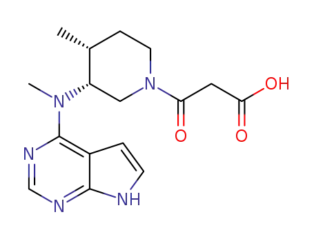 3-(3R,4R)-4-methyl-3-(methyl(7H-pyrrolo[2,3-d]pyrimidine-4-(yl)amino)piperidin-1-yl)-3-oxopropionic acid