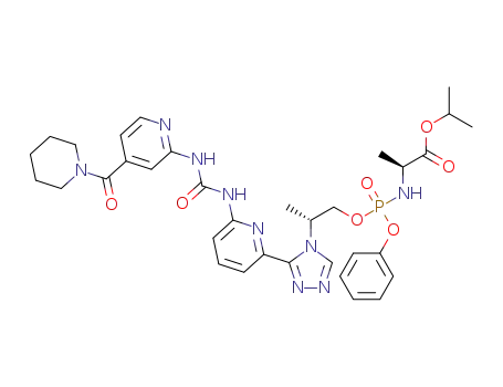 propan-2-yl (2S)-2-([phenoxy[(2R)-2-[3-[6-([[4-(piperidine-1-carbonyl)pyridin-2-yl]carbamoyl]amino)pyridin-2-yl]-4H-1,2,4-triazol-4-yl]propoxy]phosphoryl]amino)propanoate
