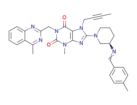 (R)-8-(3-(4-methylbenzylideneamino)piperidin-1-yl)-7-(but-2-yn-1-yl)-3-methyl-1-((4-methylquinazolin-2-yl)methyl)-3,7-dihydro-1H-purine-2,6-dione