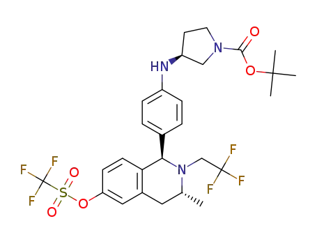 tert-butyl (S)-3-((4-((1R,3R)-3-methyl-2-(2,2,2-trifluoroethyl)-6-(trifluoromethanesulfonyloxy)-1,2,3,4-tetrahydroisoquinolin-1-yl)phenyl)amino)pyrrolidin-1-carboxylate