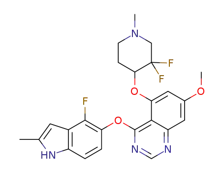 5-((3,3-difluoro-1-methylpiperidin-4-yl)oxy)-4-((4-fluoro-2-methyl-1H-indole- 5-yl)oxy)-7-methoxyquinazoline