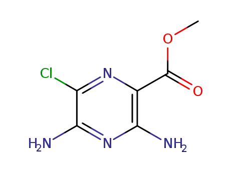 Molecular Structure of 1458-01-1 (Methyl 3,5-diamino-6-chloropyrazine-2-carboxylate)