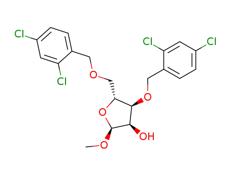 Molecular Structure of 168427-35-8 (1-Methyl-3,5-bis-O-(2,4-dichlorobenzyl)-alpha-D-ribofuranoside)