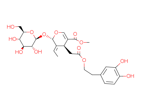 32619-42-4,Oleuropein,2H-Pyran-4-aceticacid, 3-ethylidene-2-(b-D-glucopyranosyloxy)-3,4-dihydro-5-(methoxycarbonyl)-,2-(3,4-dihydroxyphenyl)ethyl ester, [2S-(2a,3E,4b)]-;2H-Pyran-4-acetic acid, 5-carboxy-3-ethylidene-2-(b-D-glucosyloxy)-3,4-dihydro-,3,4-dihydroxyphenethyl 5-methyl ester (7CI);Oleuropein (8CI);2H-Pyran-4-acetic acid,3-ethylidene-2-(b-D-glucopyranosyloxy)-3,4-dihydro-5-(methoxycarbonyl)-,2-(3,4-dihydroxyphenyl)ethyl ester, (2S,3E,4S)-;