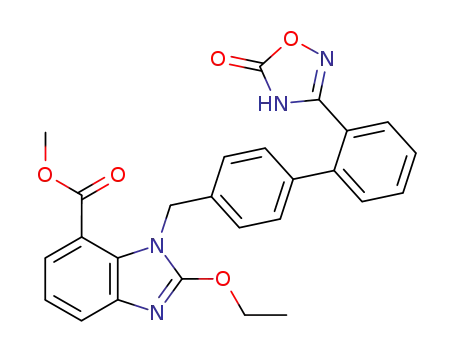 Molecular Structure of 147403-52-9 (1H-Benzimidazole-7-carboxylic acid, 1-[[2'-(2,5-dihydro-5-oxo-1,2,4-oxadiazol-3-yl)[1,1'-biphenyl]-4-yl]methyl] -2-ethoxy-, methyl ester)