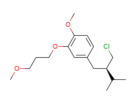 Molecular Structure of 324763-39-5 (Benzene, 4-[(2R)-2-(chloromethyl)-3-methylbutyl]-1-methoxy-2-(3-methoxypropoxy)-)