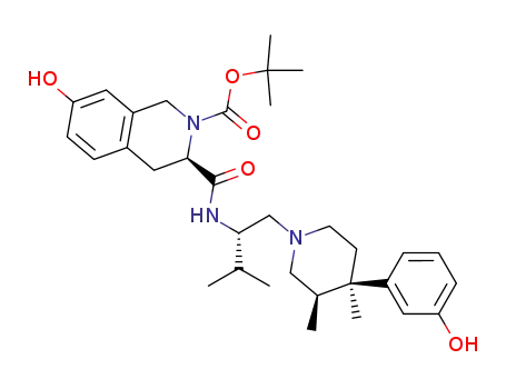 tert-butyl-(3R)-7-hydroxy-3-{[((1S)-1-{[(3R,4R)-4-(3-hydroxyphenyl)-3,4-dimethyl-1-piperidinyl]methyl}-2-methylpropyl)amino]carbonyl}-3,4-dihydrohydro-2(1H)-isoquinolinecarboxylate