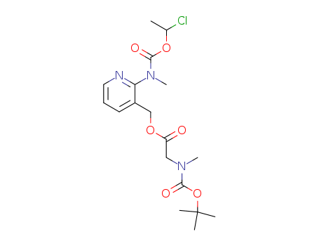 338990-31-1,Glycine, N-[(1,1-diMethylethoxy)carbonyl]-N-Methyl-, [2-[[(1-chloroethoxy)carbonyl]MethylaMino]-3-pyridinyl]Methyl ester,Glycine, N-[(1,1-diMethylethoxy)carbonyl]-N-Methyl-, [2-[[(1-chloroethoxy)carbonyl]MethylaMino]-3-pyridinyl]Methyl ester;(2-(((1-chloroethoxy)carbonyl)(Methyl)aMino)pyridin-3-yl)Methyl 2-((tert-butoxycarbonyl)(Methyl)aMino)acetate;N-Methyl-N-(3-[((N-tert-butoxycarbonyl-N-methylamino)acetoxy)methyl]pyridin-2-yl)carbamic acid 1-chloroethyl ester;[N-methyl-N-3-((tert-butoxycarbonylmethylamino)acetoxymethyl)pyridin-2-yl]carbamic acid 1-chloroethyl ester