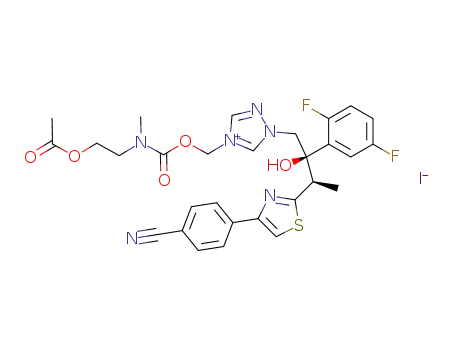 [[N-methyl-N-2-(acetoxy)ethyl]carbamoyloxy]methyl-1-[(2R,3R)-2-(2,5-difluorophenyl)-2-hydroxy-3-[4-(4-cyanophenyl)thiazol-2-yl]butyl]-1H-[1,2,4]triazol-4-ium iodide