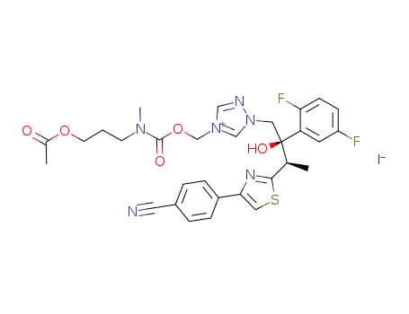 [[N-methyl-N-3-(acetoxy)propyl]carbamoyloxy]methyl-1-[(2R,3R)-2-(2,5-difluorophenyl)-2-hydroxy-3-[4-(4-cyanophenyl)thiazol-2-yl]butyl]-1H-[1,2,4]triazol-4-ium iodide