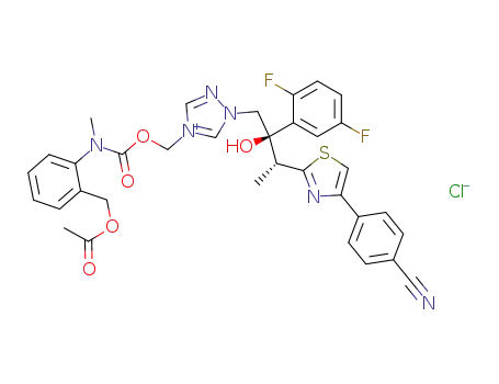 [[N-methyl-N-2-(acetoxymethyl)phenyl]carbamoyloxy]methyl-1-[(2R,3R)-2-(2,5-difluorophenyl)-2-hydroxy-3-[4-(4-cyanophenyl)thiazol-2-yl]butyl]-1H-[1,2,4]triazol-4-ium chloride