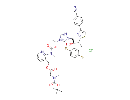 1-[[N-methyl-N-3-[(t-butoxycarbonylmethylamino)acetoxymethyl]pyridin-2-yl]carbamoyloxy]ethyl-1-[(2R,3R)-2-(2,5-difluorophenyl)-2-hydroxy-3-[4-(4-cyanophenyl)thiazol-2-yl]butyl]-1H-[1,2,4]triazol-4-ium chloride